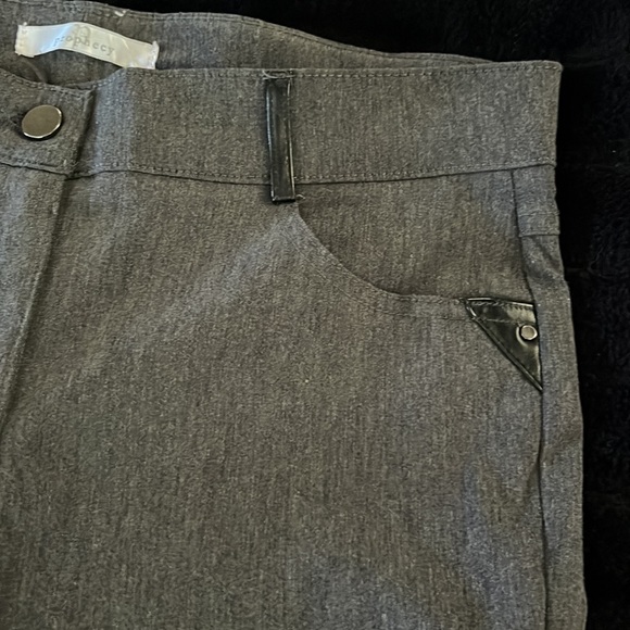 Charcoal Grey stretch skinny pant 8 skinny chino leggings leather trim Prophecy - Picture 2 of 11
